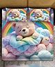 BHAIJI BEDSHEETS 220TC Glace Cotton Bed Sheet Double Bed With 2 Pillow Covers Full HD Digital Prints - Teddy Bear Rainbow Print