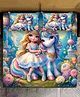 BHAIJI BEDSHEETS 220TC Glace Cotton Bed Sheet Double Bed With 2 Pillow Covers Full HD Digital Prints - Unicorn Princess Blue