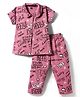 Evimo Interlock Knit Half Sleeves Co-ords Night Suit With Text Print - Light Red