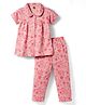 Evimo Interlock Knit Half Sleeves  Co-ords Night Suit With Floral Print - Pink