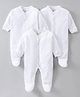 Wonderchild Pack Of 3 Full Sleeves Solid Footed Sleepsuit - White