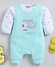 Wonderchild Mom Dad Me Text Embroidered Romper With Full Sleeves Hearts Printed Tee - White & Aqua
