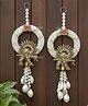 Divyakosh Premium Shubh Labh Wall Hanging Set of 2, Handcrafted Pearl & Golden Decorative Toran with Antique Krishna Mor Pankh Design, Seashell, Bead Tassels for Home Entrance, Pooja Room