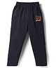 Kookie Kids Single Jersey Knit Full Length Joggers with Text Print - Black
