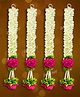 Divyakosh Premium Artificial Flower Toran Hanging Set | Long Jasmine-Design Door Garland with Pink Rose & Green Leaf Floral Clusters | Traditional Decorative Hangings , Festivals (Set of 4)