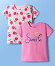 Doodle Poodle 100% Cotton Knit Half Sleeves Tops With Floral Print Pack of 2 - Pink