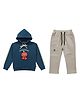 CRUNCHY NACHOS Knitted Knit Full Sleeves Pumpkin Applique Detailed Winter Hooded Sweatshirt & Pants Set - Green