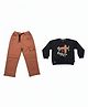 CRUNCHY NACHOS Knitted Knit Full Sleeves Rocket Text Printed Plane Applique Detailed Sweatshirt & Jeans Set - Black
