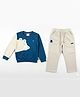 CRUNCHY NACHOS Knitted Knit Full Sleeves Polar Bear Printed Winter Sweatshirt & Pants Set - Blue