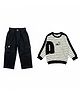 CRUNCHY NACHOS Knitted Knit Full Sleeves Striped Typography Embroidered Winter Sweatshirt & Pants Set - Black