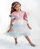 A Little Fable Knit Half Flutter Sleeves Floral & Butterfly Applique Detailed Layered Dress - Multi Colour