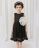 A Little Fable Woven Sleeveless Floral Applique Dress - Black