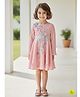 A Little Fable Woven Full Sleeves  Floral & Beads Embellished Dress - Pink