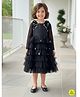 A Little Fable Full Sleeves Ruffle Detailed Floral & Sequin Embellished Dress - Black