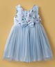 Babyhug Select Woven Sleeveless Party Wear Frock With Floral & Bow Applique - Light Blue