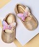 Mine Sole Glitter Embellished Floral & Butterfly Applique Detailed Velcro Closure Ballerinas - Gold
