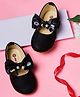 Mine Sole Stone & Pearl Detailed Bow Embellished Mary Jane Ballerina - Black
