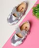 Mine Sole Stone Bow Applique Velcro Closure Ballerina - Grey