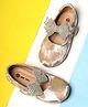 Mine Sole Stone Bow Applique Velcro Closure Ballerina - Gold