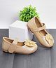 Mine Sole Bow Applique Velcro Closure Ballerina - Gold