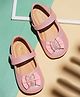 Mine Sole Bow Applique Velcro Closure Ballerina - Pink
