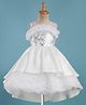 Enfance Sleeveless Abstract Applique & Ruffles Detailed Dress - White
