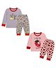 Kidbea Cotton Knit Pack Of 2 Full Sleeves I Love You Strawberry & Hello Spring Text Printed Winter Night Suit Sets - Purple & Pink