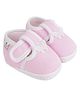 Neska Moda Cotton Butterfly Applique Velcro Closure Booties - Baby Pink