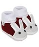 Neska Moda Rabbit Applique & Frill Detailed Booties - Maroon