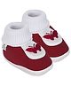 Neska Moda Butterfly Applique & Frill Detailed Booties  - Maroon