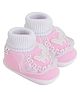 Neska Moda Butterfly Applique & Frill Detailed Booties - Pink