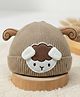 Kicks & Crawl Woollen Knit Lamb Applique Detailed Beanie - Brown - Circumference - 49.5 Cm