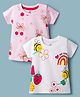 Doodle Poodle Cotton Knit Oversized Half Sleeves Floral & Bees Printed Tops Pack of 2 - Light Pink & White