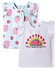 Doodle Poodle 100% Cotton Knit  Sleeveless Strawberry Printed Tops Pack of 2 - Aqua Blue & White