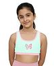 Plan B Cotton Elastane Knit Butterfly Printed Double Layered Sports Bra - Blue