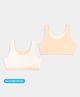 Plan B Cotton Elastane Knit Solid Reversible Sports Bra - Skin & White