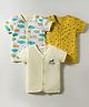 OHMS Single Jersey Knit Half Sleeves Jhablas With Space Theme Print Pack Of 3 - White Yellow & Cream