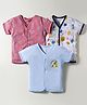 OHMS Single Jersey Half Sleeves Jhablas With Vehicle Print Pack Of 3 - Pink Yellow & Light Blue