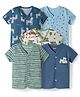 OHMS Single Jersey Knit Half Sleeves Jhablas With Vehicle Print Pack Of 5 - Multicolour