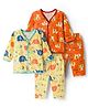OHMS Single Jersey Knit Full Sleeves T-Shirt & Pajama Co-ords Night Suit With Elephant Print Pack Of 2 - Yellow & Orange