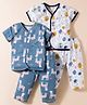 OHMS Single Jersey Knit Half Sleeves T-Shirts & Pyjama Printed Co-ord Night Suits With Zebra & Tree Print Pack of 2 - Multicolor