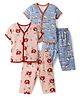 OHMS Single Jersey Knit Half Sleeves Co-ords Night Suit With Vehicle Print Pack Of 2 - Blue & Brown