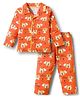 OHMS Single Jersey Knit Full Sleeves Shirt & Pajama Co-ords Night Suit With Lion Print Pack Of 2 - Orange