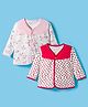 OHMS Single Jersey Knit Full Sleeves Frocks With Heart & Floral Print Pack of 2 - Red & Pink