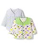 OHMS Single Jersey Knit Full Sleeves Frocks With Heart & Floral Print Pack of 2 - Green & Grey