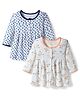OHMS Single Jersey Knit Full Sleeves Frocks With Heart & Floral Print Pack of 2 - Multicolor