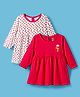 OHMS Single Jersey Knit Full Sleeves Frocks With Heart & Mouse Print Pack of 2 - Red & White