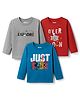 OHMS Single Jersey Knit Full Sleeves T-Shirt With Explore Print Pack Of 3 - Teal Blue Grey & Maroon