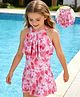 Mark & Mia Sleeveless Frock Swimsuit with Floral Print - Pink
