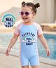 Mark & Mia Half Raglan Sleeves Rainbow Printed Legged Swimsuit -Light Blue